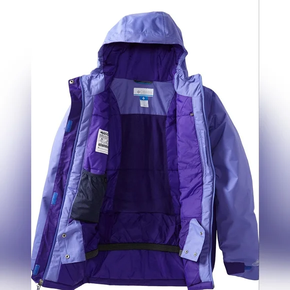 Columbia Girls' Crash Out Snow Jacket in light & dark purple, size Large - Picture 2 of 14